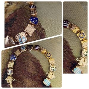 Vintage Enameled European Coat Of Arms Charm Bracelet